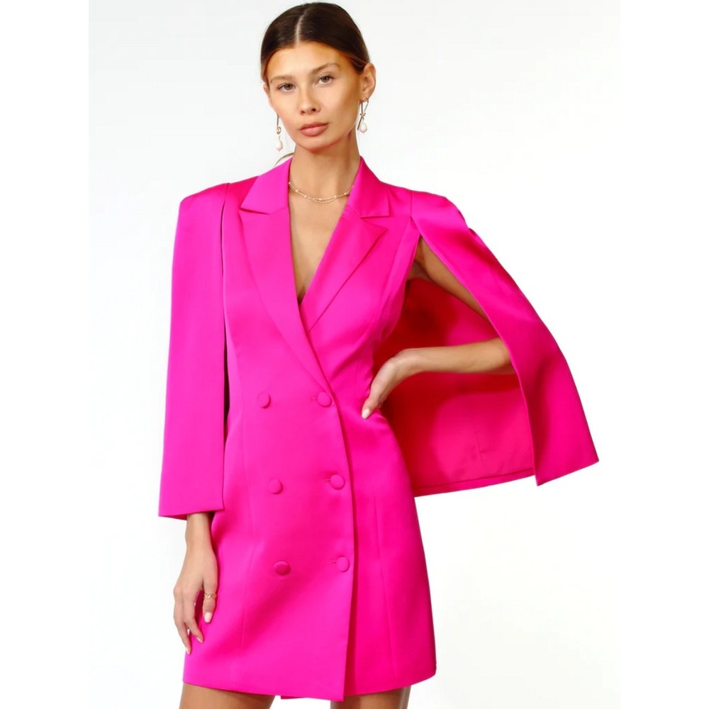 Adelyn Rae Thalia Cape Blazer Mini Dress Hot Pink Sz Large NWT $158 NEW Barbie